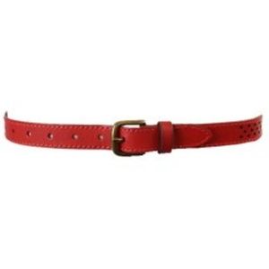 Fossil Women's Dot Perforated Belt, Tomato Red